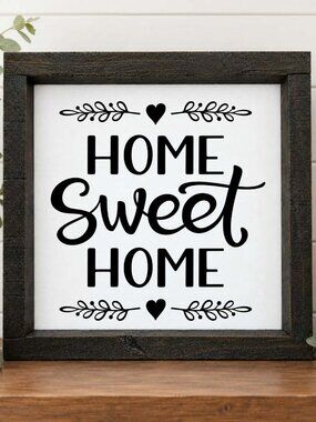 Home Sweet Home Handcrafted wood & canvas sign
